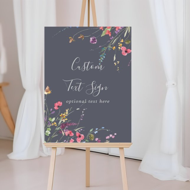 Poster Placa de texto personalizado com flores silvestres (Criador carregado)