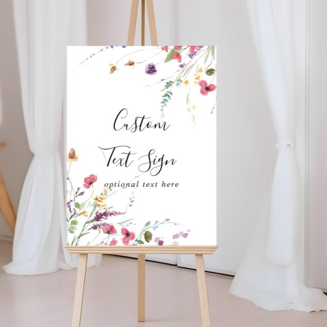 Poster Placa de texto personalizado com flores silvestres (Criador carregado)