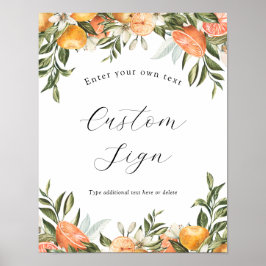 Poster Placa de Texto Personalizado de Laranjas Clementin