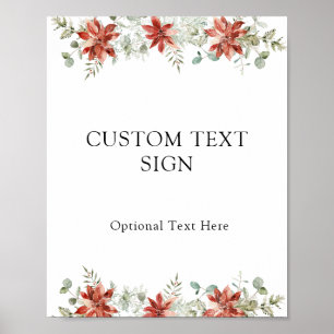 Poster Placa de Texto Personalizado de Poinsettias de Inv