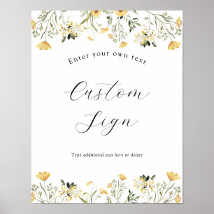 Poster Placa de Texto Personalizado Flor Silvestre Amarel