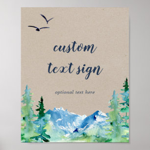 Poster Placa de Texto Personalizado Kraft Mountain Cards 