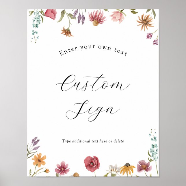 Poster Placa de texto personalizado Wildflower In Bloom (Frente)