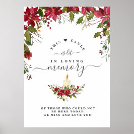 Poster Placa de Vela de Poinsettia em Memória Carinhosa
