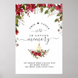 Poster Placa de Vela de Poinsettia em Memória Carinhosa