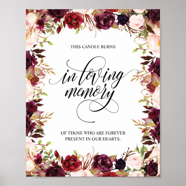 Poster Placa de Vela Memorial Em Memória Carinhosa (Frente)