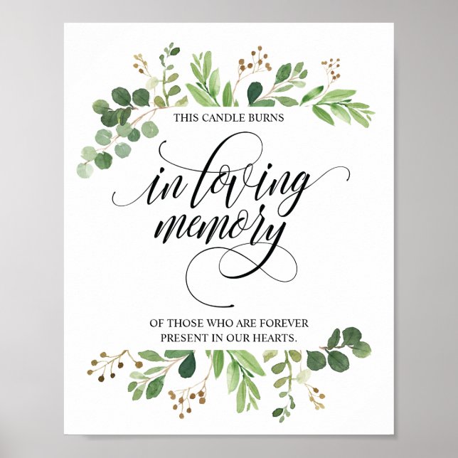Poster Placa de Velas Memorial Em Memória Amorosa (Frente)