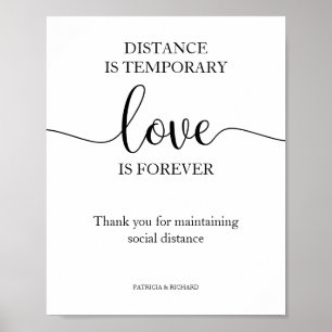 Poster Placa Distância é Temporária Amor é Para Sempre