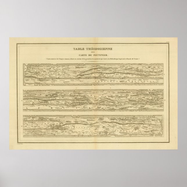 Póster Placa Dite Teodosa mesa Peutinger (Frente)