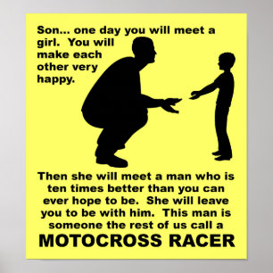 Póster Placa Divertida de Motocross de Terra com Conselho