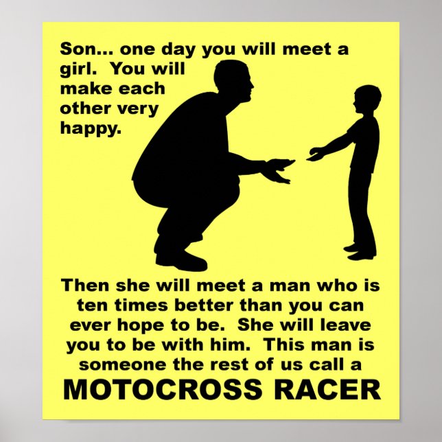 Póster Placa Divertida de Motocross de Terra com Conselho (Frente)