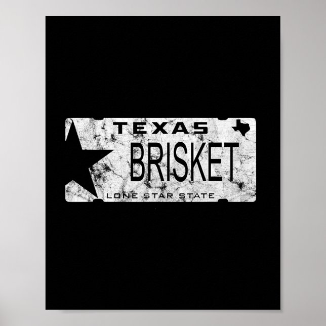 Poster Placa do Estado do Texas Brisket Pitmaster de Chur (Frente)