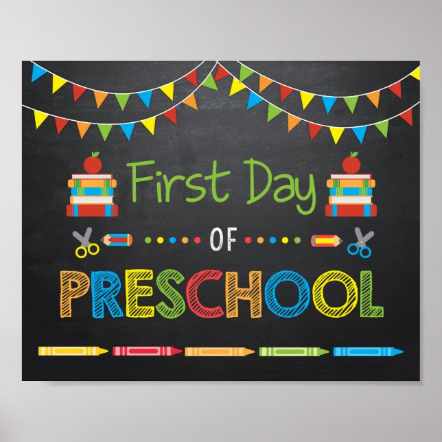 Poster Placa do Primeiro Dia de Pré-Escola, Placa de Lous (Frente)