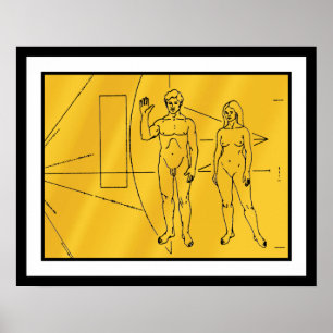 Poster Placa Dourada da Sonda Espacial Pioneer 10 da NASA