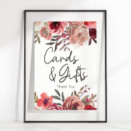 Poster Placa e presentes de Rosas Florais Red Blush