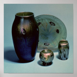 Póster Placa e vasos favrile de Tiffany