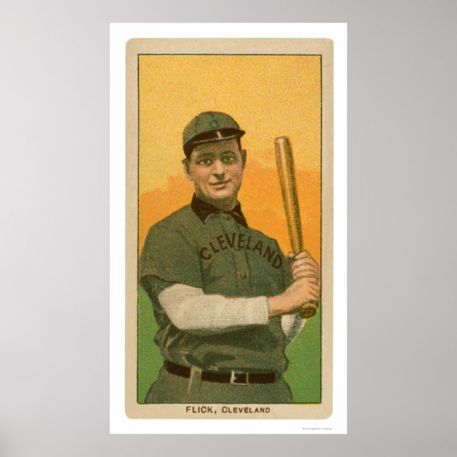 Póster Placa Elmer Flick Baseball 1909 (Frente)