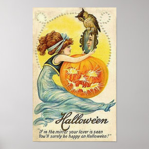 Póster Placa Espelho do Vintage Halloween