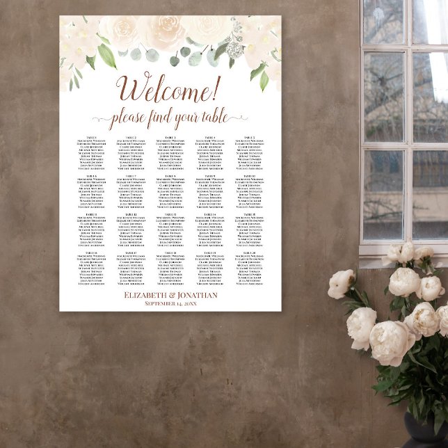 Poster Placa Floral 20 de Casamento de Mesa Blush Peach (In Situ on Wall )