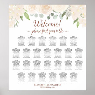 Poster Placa Floral 26 de Casamento de Mesa Blush Peach