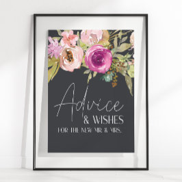 Poster Placa Floral Púrpura Dusty e Sinal de presentes