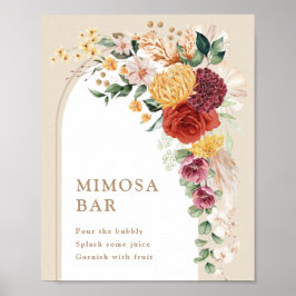 Poster Placa Floral Tropical Boho Mimosa Bar