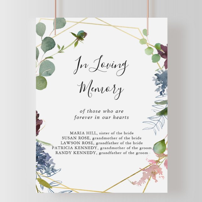 Poster Placa Geométrica Dourada de Borgonha em Memória Am (Criador carregado)