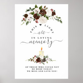 Poster Placa Memorial Bordo Floral Branco Em Memória Amor