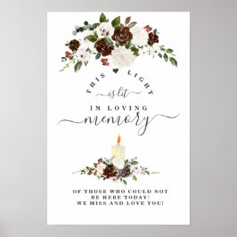 Poster Placa Memorial Bordo Floral Branco Em Memória Amor