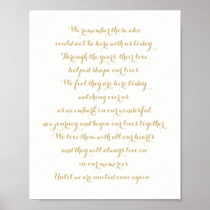 Póster Placa Memorial de Casamento Personalizada Dourada
