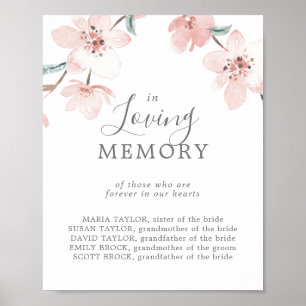 Poster Placa Memorial de Flor de Cerejeira em Memória Car