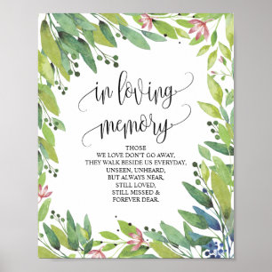 Poster Placa Memorial Em Memória Amorosa Botânica Verde