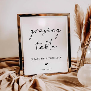 Poster Placa Moderna para Mesa de Grazing para Casamento