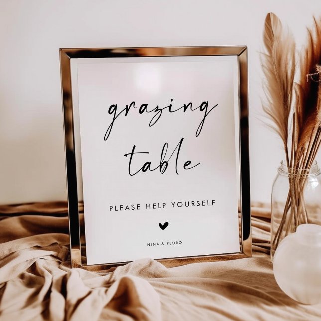 Poster Placa Moderna para Mesa de Grazing para Casamento (Criador carregado)