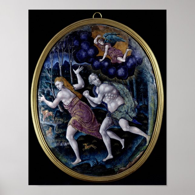 Póster Placa oval representando Adam e Eve (Frente)