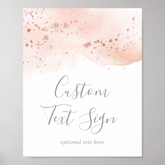 Poster Placa Personalizada com Texto em Aquarela Dourado  (Frente)