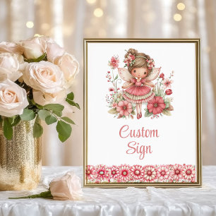 Poster Placa Personalizada de Aniversário Floral Rosa Men