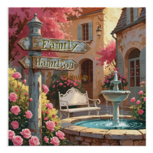 Póster Placa Personalizada de Vila Italiana - Parede Rúst