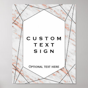 Póster Placa Personalizada Mármore Geométrico Dourado Ros