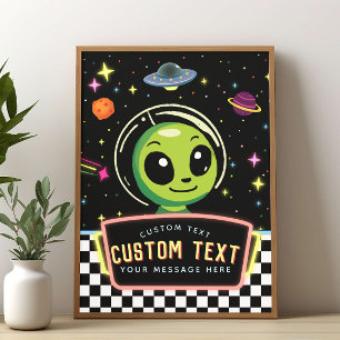 Poster Placa Personalizada NeonGalaxy Espaço Alien Menino