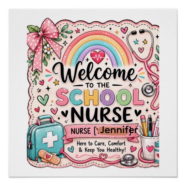 Póster Placa Personalizada para Porta da Enfermaria Escol (Frente)