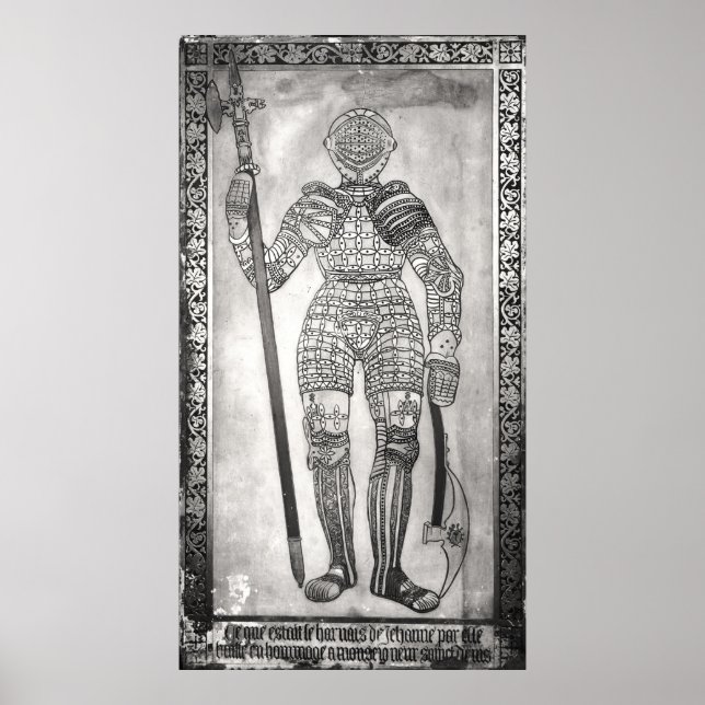 Poster Placa representando a armadura de Joana d'Arc (Frente)