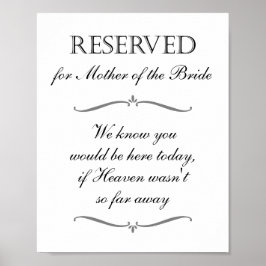 Poster Placa Reservada Céu Memorial Mãe da Noiva