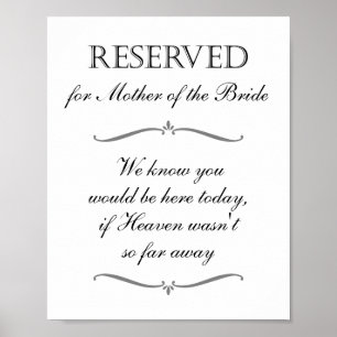 Poster Placa Reservada Céu Memorial Mãe da Noiva