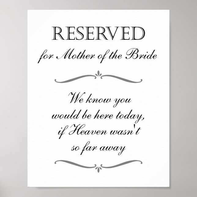 Poster Placa Reservada Céu Memorial Mãe da Noiva (Frente)