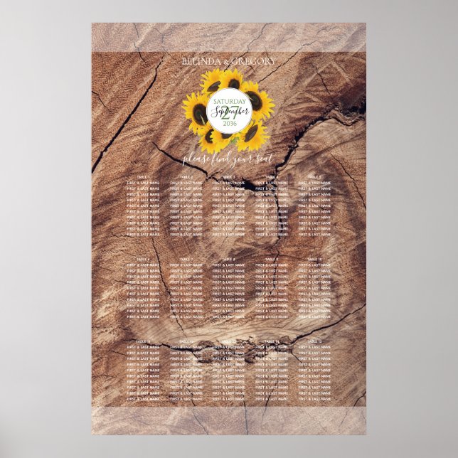 Poster Placa russa para casamentos de girassol (Frente)