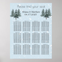 Poster Placa rustica Evergreen Winter Pine Weding Seating