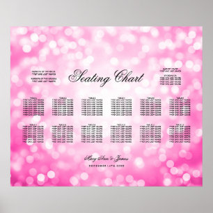 Poster Placa Sentada de Casamento Luzes Cinza-Rosa