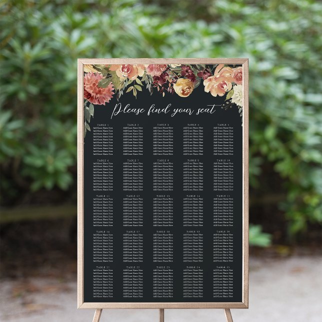 Poster Placa Sentada De Casamento Rustic Bloom Floral XL (Criador carregado)