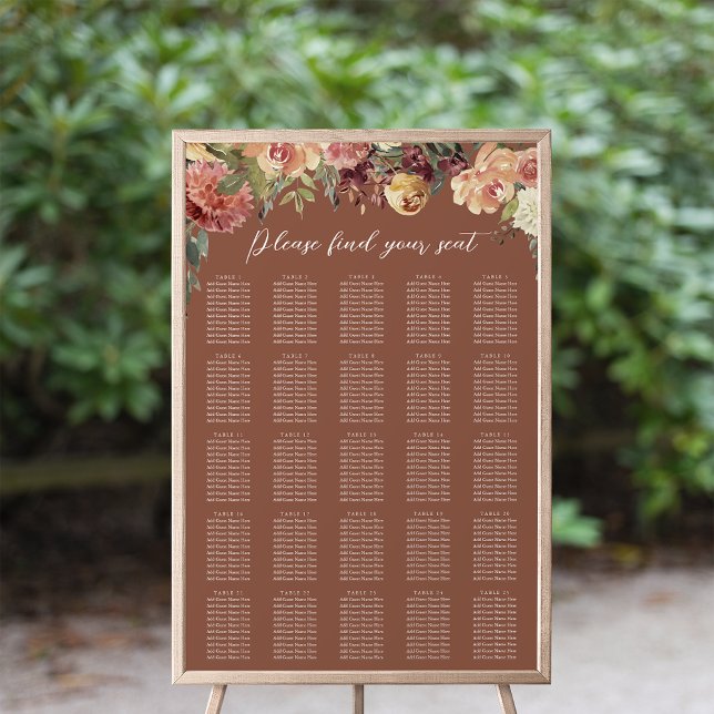 Poster Placa Sentada De Casamento Rustic Bloom Floral XL (Criador carregado)